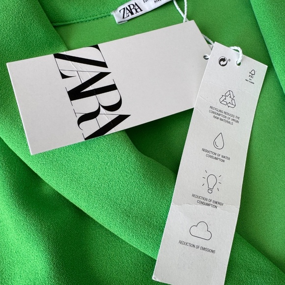 Zara NEW Women's Tie Wrap Blazer Mini Dress Size Small Green Sleeveless V-Neck - Picture 8 of 16